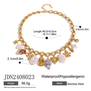 Collares con colgante <span class=keywords><strong>originales</strong></span> hechos a mano joyería de playa conchas estrella de mar Concha perla tortuga joyería de acero inoxidable para mujeres conjuntos - Product Image 3