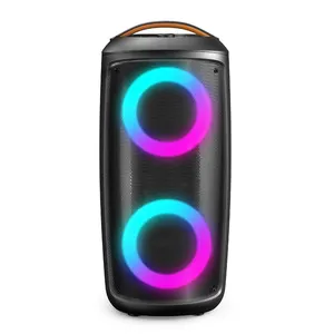 Deluxe 40W Double 6.5inch portable bluetooth speaker with flame light