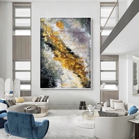 100% peint à la main couteau oeuvre or texturé abstrait mur Art photo art travail peinture salon décoration murale