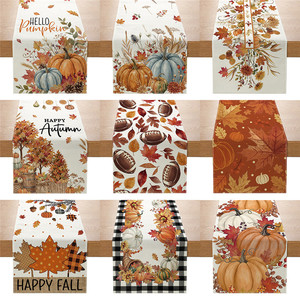 Camino de mesa con estampado de hojas de arce y calabaza Decoraciones de otoño para el día de hoy - Product Image 5