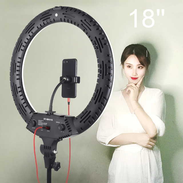 YEAH Remote 45cm 18inch Dimmable Makeup Video Ringlight Selfie Ring Circle Lamp 45 CM 18 Inch Ring Light with Tripod Stand