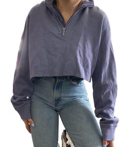 เสื้อเอวลอยมีฮู้ดสำหรับผู้หญิง,เสื้อครอปแฟชั่นทรงสั้นแบบเรียบง่าย - Product Image 1