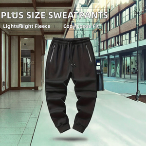 Men's Plus Size Mid Plain Dyed Sweatpants Custom Made Streetwear <b>Lightweight</b> Breathable Cotton Fleece Loose Fit <b>Joggers</b> - Product Image 2