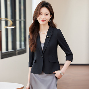<b>White</b> Women's Short Blazer Lightweight <b>Summer</b> Casual Suit Solid Color Breathable Polyester 80g Slim Fit Petite Style - Product Image 4
