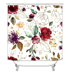 NOVISON Rideaux de Douche Imprimés Numériquement Motif Floral 100% Polyester Style Américain Imperméables Personnalisables - Product Image 2