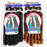 FREETRESS Tresses bouclées spirales africaines, Tresses françaises bouclées 3X, Cheveux à tresser lâchement tissés