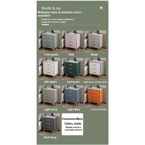 Moderno 50cm madera maciza tres mesitas de noche Guolu Simple dormitorio luz lujo roca losa cajón sala de estar muebles para el hogar - Product Image 2