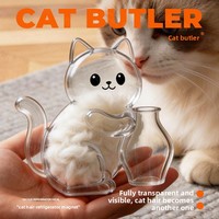 Boîte à souvenirs pour poils d'animaux, joli conteneur de rangement créatif en forme de chat pour poils et moustaches de chaton, aimant de réfrigérateur transparent MGJ829