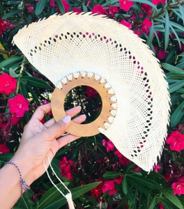 Kipas Tangan Anyaman Jerami Palem Buatan Tangan Abanico De Mano Suvenir Pernikahan Meksiko untuk Tamu, Hadiah Unik untuk Pengiring Pengantin - Product Image 1