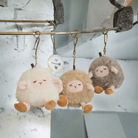 Porte-clés en peluche mouton de dessin animé, breloque de sac douce et moelleuse, jouet pendentif rembourré en coton PP, cadeau