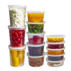 Deli-contenedores desechables de plástico para microondas, recipientes de almacenamiento de alimentos con tapas, personalizados, 8 oz