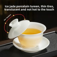 Service à thé en céramique Gaiwan à trois talents glace Jade porcelaine chinois Kung Fu thé brassage tasse bol glace Jade porcelaine soupière