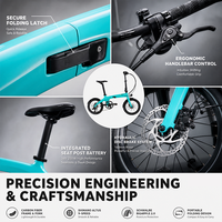 Vélo électrique pliable léger en fibre de carbone, moteur sans balais 250W, batterie au lithium, freins à disque hydrauliques pour les trajets urbains