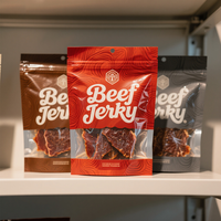Pochette debout à fermeture éclair imprimée sur mesure en plastique de qualité alimentaire de qualité supérieure anti-odeur pour snack Sacs d'emballage pour viande de bœuf séché