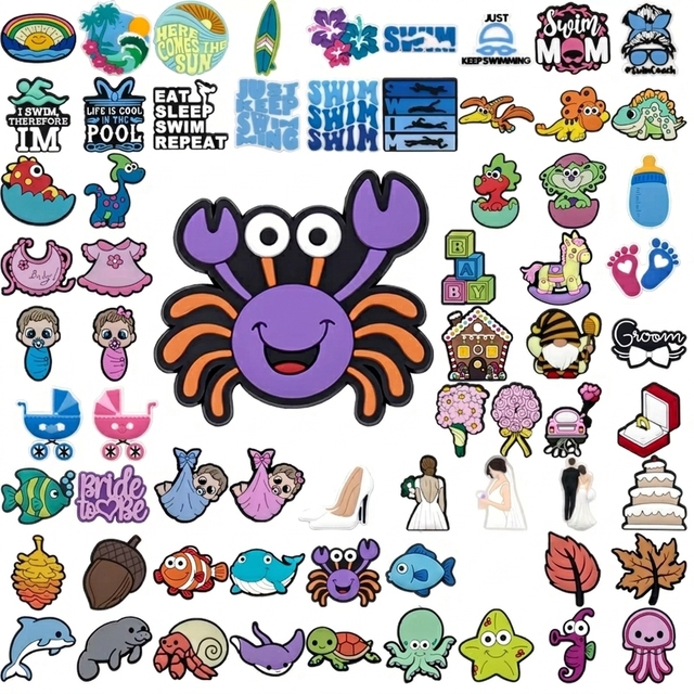 Wholesale Custom Swimming Baby Animal Small Accessories Shoe Charms New Design 2d Fashion Bulk Designer Cartoon Charms for Shoes