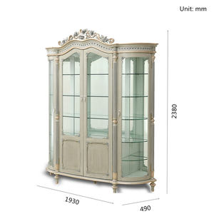 יוקרה אוכל חדר ריהוט קלאסי צד ארון עתיק יין ארון מזנון 4 זכוכית דלתות מזנון ארון תצוגה - Product Image 6