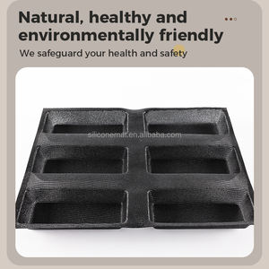 Moule à pain rectangulaire en silicone perforé noir à 6 cavités - Antiadhésif, compatible <span class=keywords><strong>four</strong></span>/lave-vaisselle, qualité professionnelle pour cuisine commerciale - Product Image 4