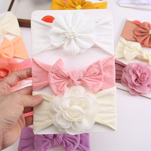 مجموعة من 3 قطع من عصابات الرأس النايلون للأطفال بالجملة، ربطات شعر كبيرة ناعمة للمواليد الجدد، إكسسوارات شعر لطيفة للأطفال - Product Image 2