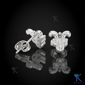 Lab Grown Diamond Luxury Ornate Scroll Crest <b>Stud</b> Earrings 3 Stone Cluster 14K 18K Solid Gold Women's Jewelry Wedding - Product Image 2