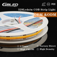 Bande LED COB en cuivre premium Ra95 sans chute de tension, gradation fluide, DC12V 24V, PCB sans points, éclairage paysager, télécommande, 5m