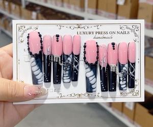 Sra. Miemie 10 Uds <span class=keywords><strong>uñas</strong></span> de prensa hechas a mano de alta calidad red larga rojo nuevo Rosa <span class=keywords><strong>rayas</strong></span> <span class=keywords><strong>negras</strong></span> cuadrado para aplicación de dedos al por mayor - Product Image 5