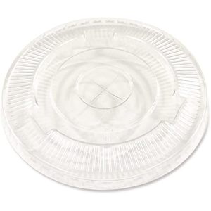 Boardwalk BWKPET912STRAWPK Disposable Crystal-Clear <b>Cold</b> <b>Cup</b> Lids 9 Oz. to 12 Oz. with Straw-Slot Clear (100/Pack) - Product Image 4