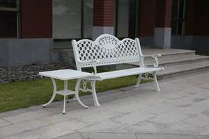 Banc de poids extérieur imperméable en fonte d'aluminium, banc de patio, de rue, de loisirs, banc de parc moderne, chaise de jardin - Product Image 6