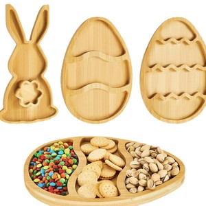 Easter Bunny Wooden Serving <b>Tray</b> Egg Shape <b>Snack</b> Plate For Home Kitchen Party Use - Product Image 4