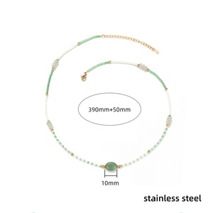 Collares de cuentas de nuevo diseño, Colgante de Piedra Natural, cadena de eslabones, bola de acero inoxidable chapada en oro de 18 quilates, joyería de moda - Product Image 6