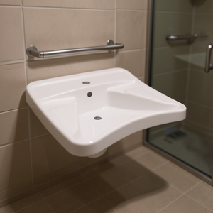 Lavabo para Discapacitados Blanco de 68 cm x 58.5 cm x 25.7 cm, Lavabo de Pared para Accesibilidad - Product Image 3