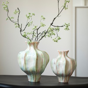 Vase <span class=keywords><strong>en</strong></span> céramique MSH de luxe, style nordique, texture segmentée colorée, pour étagère, décoration florale avec branches séchées - Product Image 1
