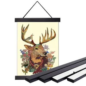 Hot Sale Black Wooden Poster Holder Magnetic Poster Holder Canvas hangers Wooden Magnet Poster Hanger