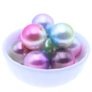 Hotsale 20mm Loose Chunky Round ABS Plastic Imitation Rainbow Colorful Pearl Beads For Necklace Jewelry