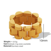 Modische Frauen Hierarchie Design Breiter und dicker Ketten ring Dicker Ketten ring 18 Karat vergoldeter Edelstahl ring