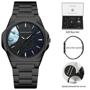 Montre HANNAH MARTIN Starry Sky ultra-fine, lumineuse et étanche, vente en gros, montre pour homme de haute qualité, ensembles cadeaux - Product Image 6