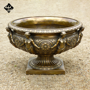 Jardinière haute en bronze de style rococo, urne de jardin en <span class=keywords><strong>laiton</strong></span> antique pour la décoration de la cour de villa - Product Image 2