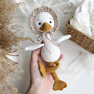 Adorabile Peluche Fatto a Mano, Pupazzo Amigurumi all'Uncinetto a Forma di <span class=keywords><strong>Oca</strong></span> <span class=keywords><strong>Bianca</strong></span> - Product Image 4