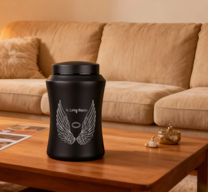 Meiweipet Stainless Steel Pet <strong>Urn</strong> with Black Wing Pattern Funeral Supplies, Cross-border <strong>cat</strong> and Dog Commemorative <strong>Urn</strong> - Product Image 5