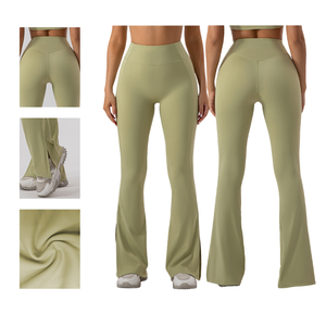 High Waist Flare Leggings Soft Comfort Open Leg <b>Dance</b> Fitness Yoga Casual <b>Pants</b> - Product Image 2