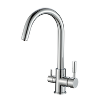 Robinet mélangeur de cuisine purificateur d'eau en laiton à double poignée, à montage sur plan, avec cartouche céramique, finition polie, pour salle de bain moderne