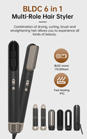 Outil de coiffage électrique ionique 6-en-1, brosse sèche-cheveux pliable à air chaud à enroulement automatique, moteur DC, diffuseur, boucleur, lisseur, en plastique