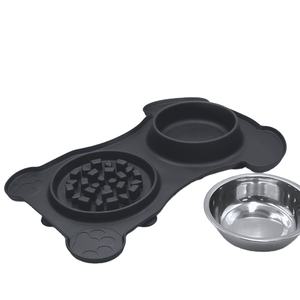 Top Seller Pet Dog Cat Alimentador Lento Dowl Silicone + Aço inoxidável Viagem Dog Food Bowl Removível Lavável Cão Lento Alimentador Dowls - Product Image 2