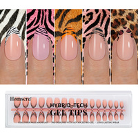 Offre Spéciale – Vente en Gros : Faux Ongles Adhésifs Blancs Imprimé Léopard Style Minimaliste Français – Tendance Hiver/Automne – Réutilisables – Lot Complet