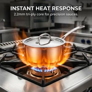 <span class=keywords><strong>Casserole</strong></span> professionnelle en acier inoxydable 3 plis <span class=keywords><strong>de</strong></span> 2,2 mm, extérieur en cuivre, design classique écologique, poignée en acier inoxydable, compatible four jusqu'à 280°C, en métal - Product Image 3