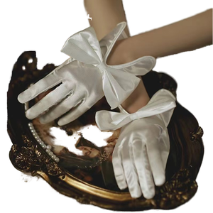 Guantes de satén personalizados al por mayor para novias, OEM, cortos, de tela, para bodas, accesorios de fiesta para mujer, 3 estrellas, expertos G01, en stock - Product Image 1