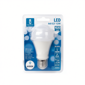 Lampadina LED A60 E27 12W 6400K Luce Bianca Fredda Diurna 1020 Lumen Ampio Angolo 25000H Durata 230V/50Hz - Product Image 2
