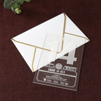 Invitations de mariage de Style chinois, cartes de Menu transparentes en acrylique, texte gravé personnalisé avec enveloppe