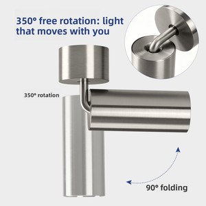 <span class=keywords><strong>Spot</strong></span> LED mural en bronze nickelé, finition nickel <span class=keywords><strong>brossé</strong></span>, en aluminium, angle réglable, anti-lumière bleue - Product Image 2
