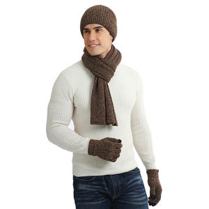 Ensemble chaud d'automne <span class=keywords><strong>et</strong></span> d'hiver, couleurs mélangées, tricot en laine épaisse, écharpe, chapeau, <span class=keywords><strong>gants</strong></span> pour hommes <span class=keywords><strong>et</strong></span> femmes - Product Image 4