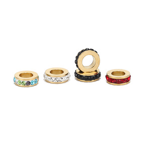Cuentas espaciadoras de diamantes de imitación con orificio grande |   Cuentas de Cristal con Baño de Oro PVD de 18K y Acero Inoxidable para la Creación de Joyería DIY - Product Image 5